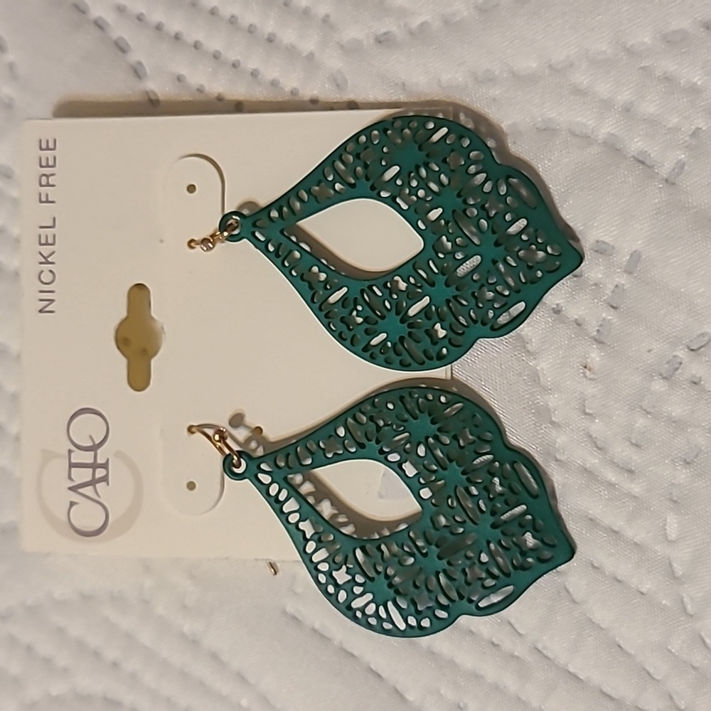 Green metal earrings